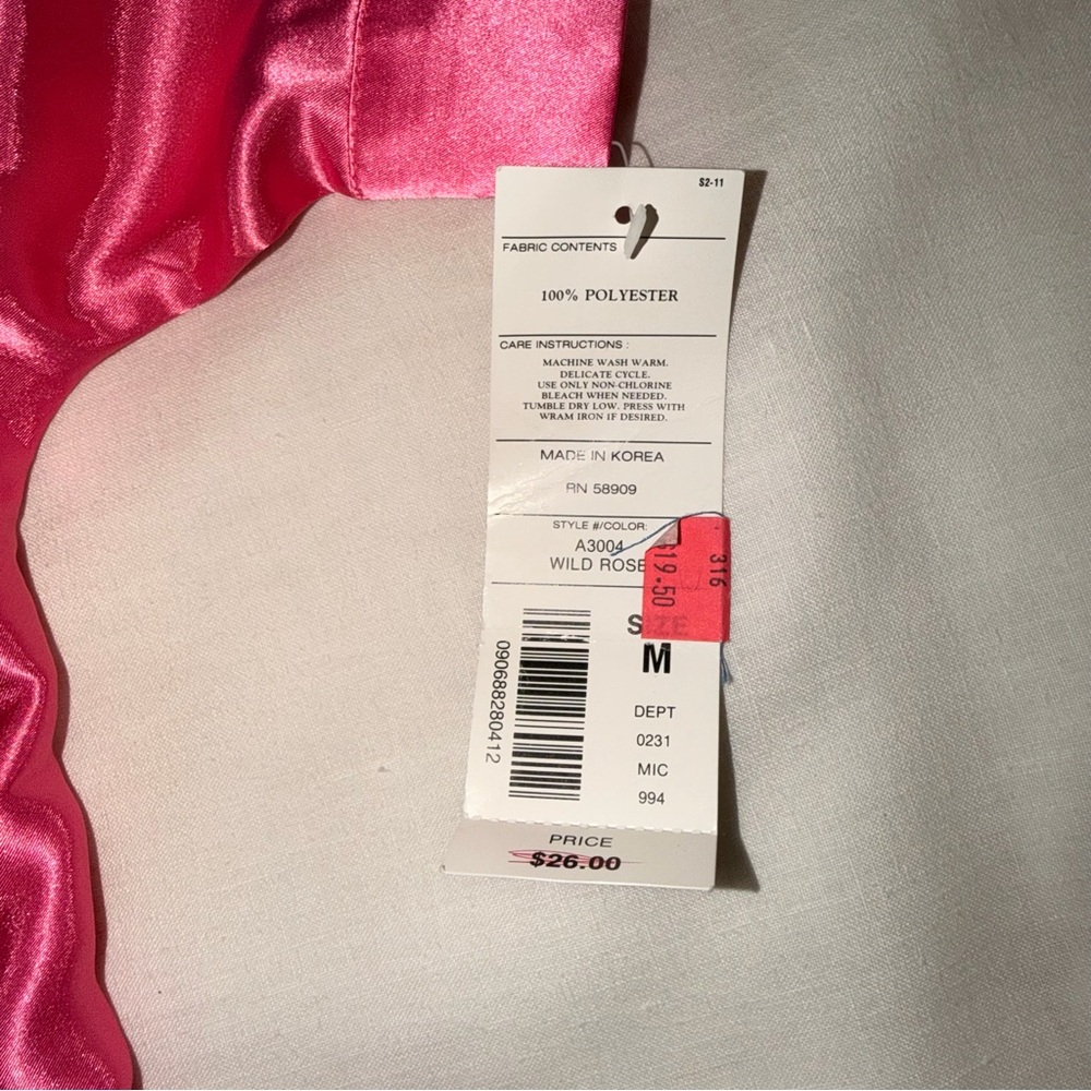 Hot Pink Satin Robe Kimono Style Lightweight Lounge NWT - Size M - Picture 6 of 9